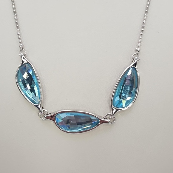 Swarovski Jewelry - Vtg SWAROVSKI Crystal Necklace Blue Rhodium Plate Ball Chain 20" FREE $HIPPING!!
